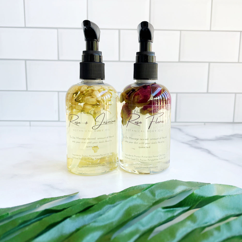 4Oz Hydrating Botanical Body Oil - Rose and Jasmine - Rose Flora - Rose Scented Body Oil